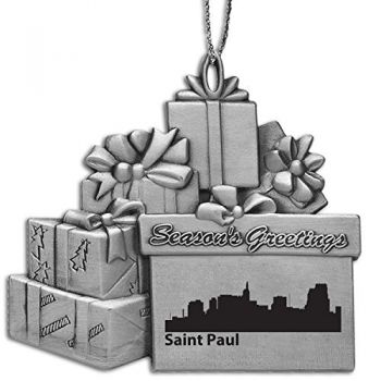 Pewter Gift Display Christmas Tree Ornament - Saint Paul City Skyline