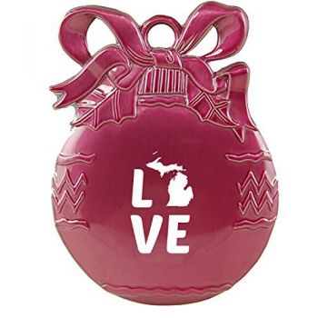 Pewter Christmas Bulb Ornament - Michigan Love - Michigan Love