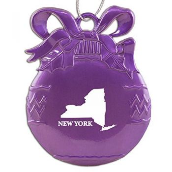 Pewter Christmas Bulb Ornament - New York State Outline - New York State Outline