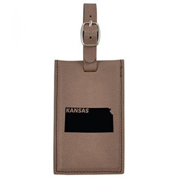 Travel Baggage Tag with Privacy Cover - Kansas State Outline - Kansas State Outline