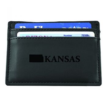 Slim Wallet with Money Clip - Kansas State Outline - Kansas State Outline