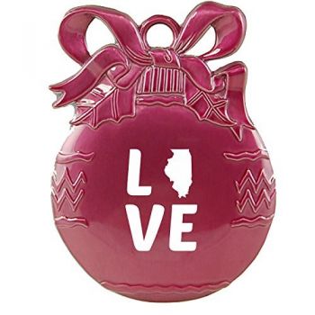 Pewter Christmas Bulb Ornament - Illinois Love - Illinois Love