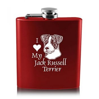 6 oz Stainless Steel Hip Flask  - I Love My Jack Russel Terrier