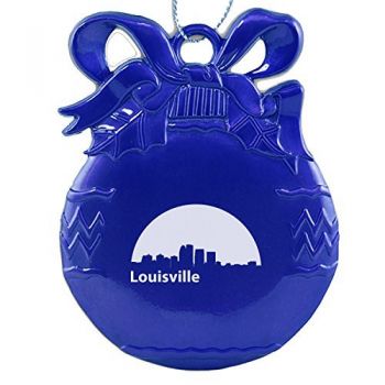 Pewter Christmas Bulb Ornament - Louisville City Skyline