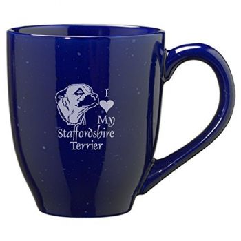 16 oz Ceramic Coffee Mug with Handle  - I Love My Staffordshire Terrier