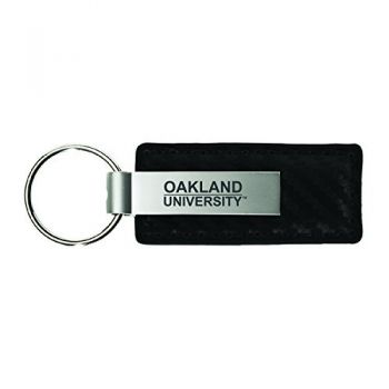 Carbon Fiber Styled Leather and Metal Keychain - Oakland Grizzlies