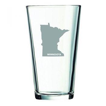 16 oz Pint Glass  - Minnesota State Outline - Minnesota State Outline