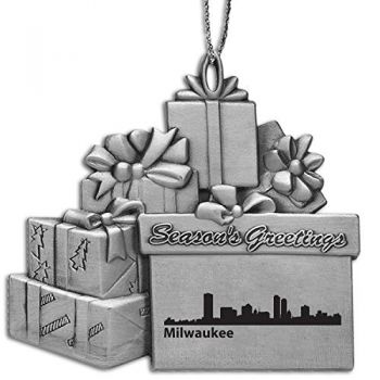 Pewter Gift Display Christmas Tree Ornament - Milwaukee City Skyline