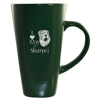 16 oz Square Ceramic Coffee Mug  - I Love My Sharpei