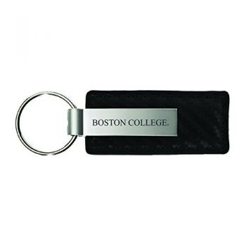 Carbon Fiber Styled Leather and Metal Keychain - Boston College Eagles
