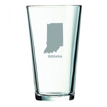 16 oz Pint Glass  - Indiana State Outline - Indiana State Outline