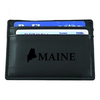 Slim Wallet with Money Clip - Maine State Outline - Maine State Outline
