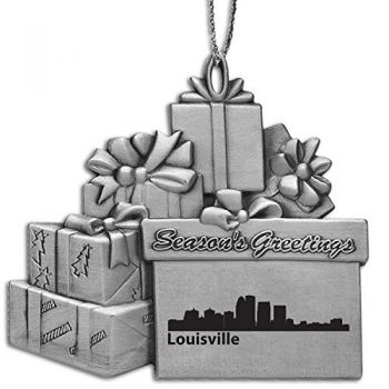 Pewter Gift Display Christmas Tree Ornament - Louisville City Skyline