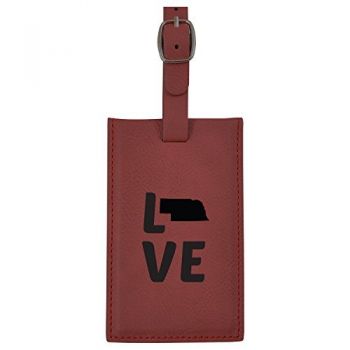 Travel Baggage Tag with Privacy Cover - Nebraska Love - Nebraska Love
