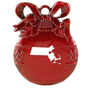 Pewter Christmas Bulb Ornament - I Heart Massachusetts - I Heart Massachusetts