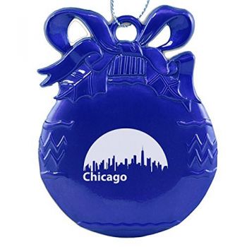 Pewter Christmas Bulb Ornament - Chicago City Skyline