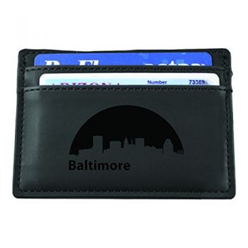 Slim Wallet with Money Clip - Baltimore City Skyline