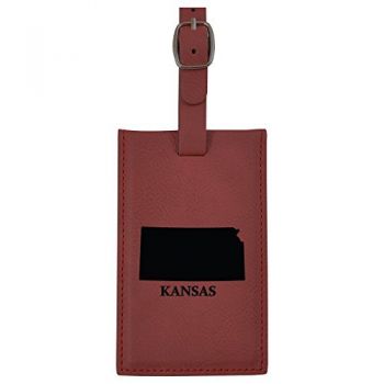 Travel Baggage Tag with Privacy Cover - Kansas State Outline - Kansas State Outline