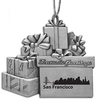 Pewter Gift Display Christmas Tree Ornament - San Francisco City Skyline
