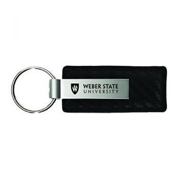 Carbon Fiber Styled Leather and Metal Keychain - Weber State Wildcats