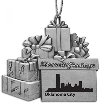 Pewter Gift Display Christmas Tree Ornament - Oklahoma City Skyline