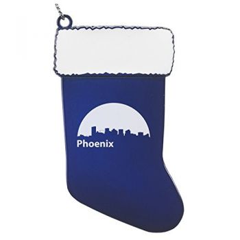 Pewter Stocking Christmas Ornament - Phoenix City Skyline