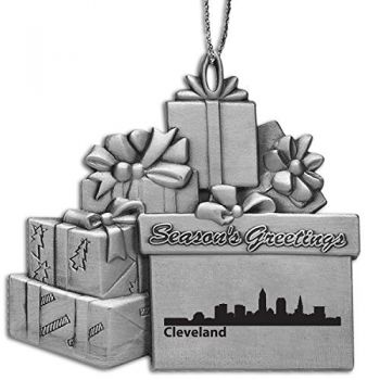 Pewter Gift Display Christmas Tree Ornament - Cleveland City Skyline
