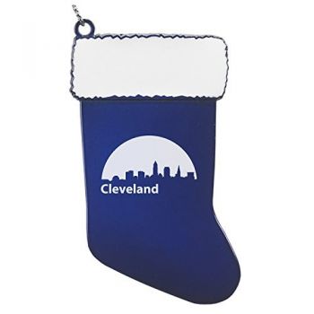 Pewter Stocking Christmas Ornament - Cleveland City Skyline