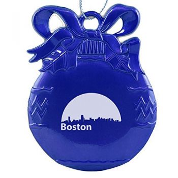 Pewter Christmas Bulb Ornament - Boston City Skyline