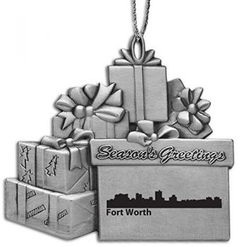 Pewter Gift Display Christmas Tree Ornament - Fort Worth City Skyline