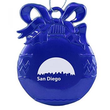 Pewter Christmas Bulb Ornament - San Diego City Skyline