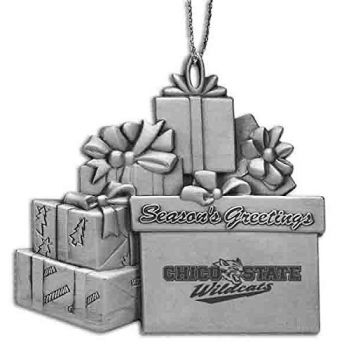 Pewter Gift Display Christmas Tree Ornament - CSU Chico Wildcats