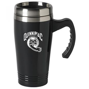 16 oz Stainless Steel Coffee Mug with handle - Quinnipiac bobcats