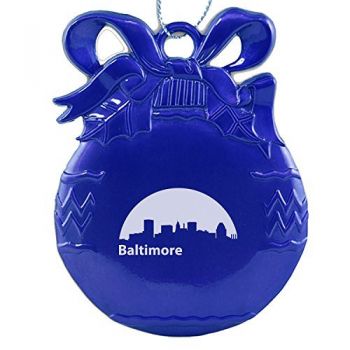 Pewter Christmas Bulb Ornament - Baltimore City Skyline