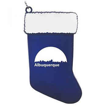 Pewter Stocking Christmas Ornament - Albuquerque City Skyline