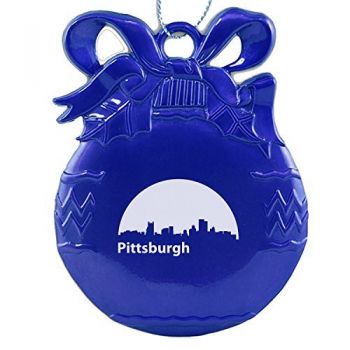 Pewter Christmas Bulb Ornament - Pittsburgh City Skyline