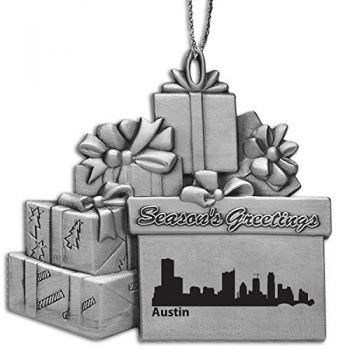 Pewter Gift Display Christmas Tree Ornament - Austin City Skyline
