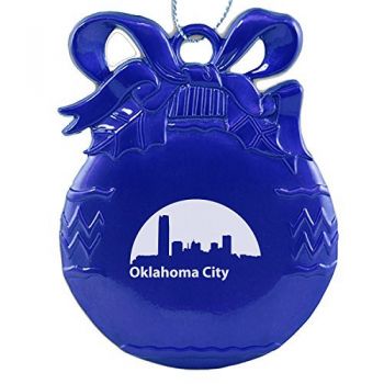 Pewter Christmas Bulb Ornament - Oklahoma City Skyline