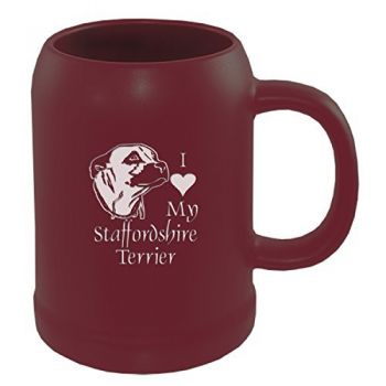 22 oz Ceramic Stein Coffee Mug  - I Love My Staffordshire Terrier