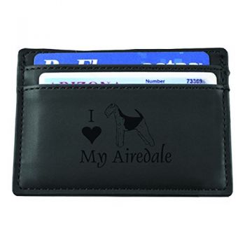 Slim Wallet with Money Clip  - I Love My Airedale
