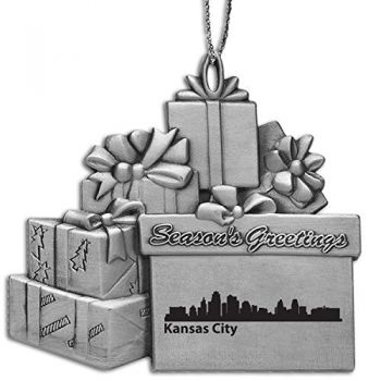 Pewter Gift Display Christmas Tree Ornament - Kansas City City Skyline