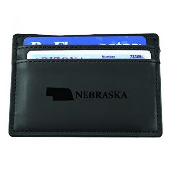Slim Wallet with Money Clip - Nebraska State Outline - Nebraska State Outline