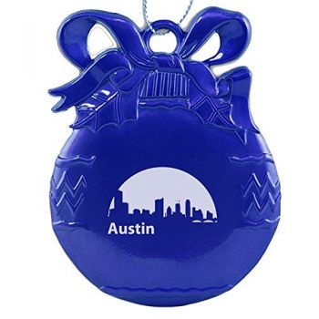 Pewter Christmas Bulb Ornament - Austin City Skyline