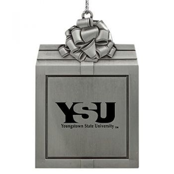 Pewter Gift Box Ornament - Youngstown State Penguins