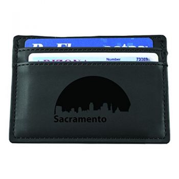 Slim Wallet with Money Clip - Sacramento City Skyline