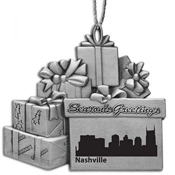 Pewter Gift Display Christmas Tree Ornament - Nashville City Skyline
