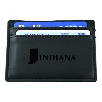 Slim Wallet with Money Clip - Indiana State Outline - Indiana State Outline