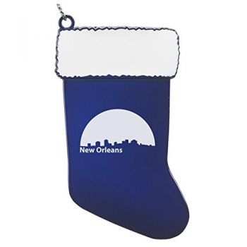 Pewter Stocking Christmas Ornament - New Orleans City Skyline
