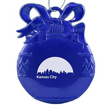 Pewter Christmas Bulb Ornament - Kansas City City Skyline