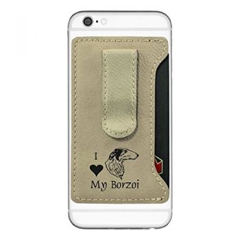 Cell Phone Card Holder Wallet with Money Clip  - I Love My Borzoi